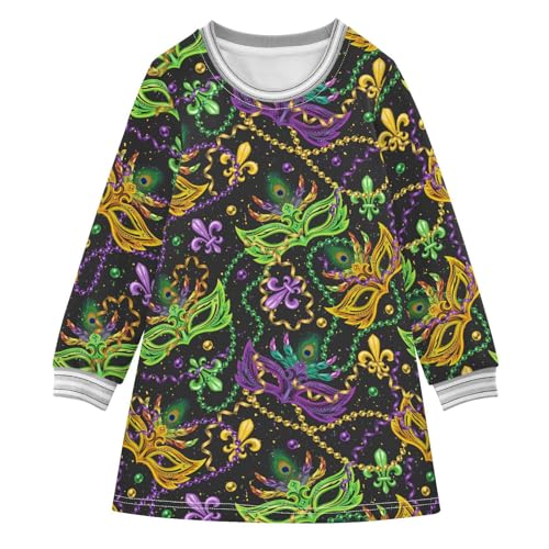 Girls Dresses Toddler Girl Clothes Fleur De Lis String Bead Winter Casual Long Sleeve for Kids 2-8 Years