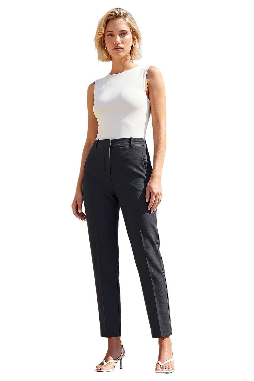 Roman Women's Charcoal Straight Leg Angela Stretch Trousers Size 16