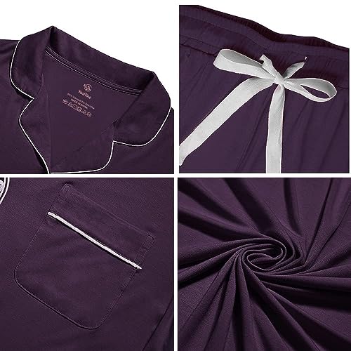 Image of Womens Pajama Sets Short Sleeve Sleepwear Soft Button Down Nightwear Lounge Pj Set XS-XXL