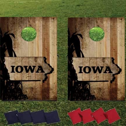 VictoryStore Cornhole Games - State of Iowa Cornhole Bag Toss Game - Iowa Corn Design