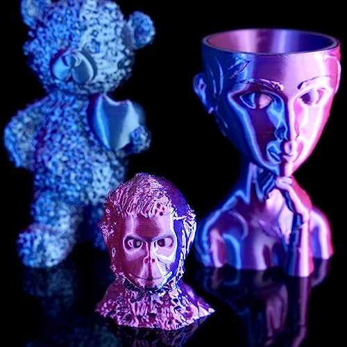 Image of Gratkit Silk Tri-Color PLA Filament,Coextrusion PLA Filament 1.75mm, + /-0.03mm, 10 * 1KG /Roll, Silk PLA 10KG Bundle Multicolor