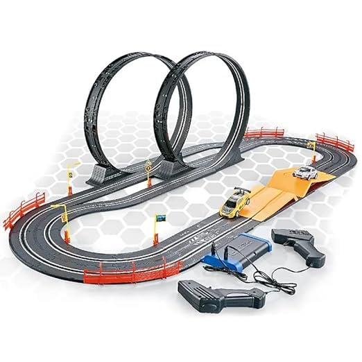 GORMERY Electric High-Speed Slot Car Race Car Track Sets with 2 1:43 Scale Slot Cars and 2 Hand Controllers with Headlights and Dual Racing, Toys Gifts for 6 7 8 9 10 11 12 Boys Girls 2