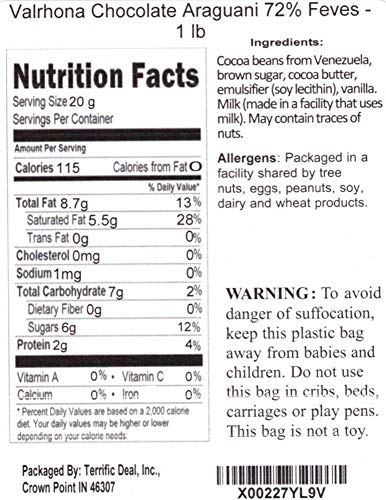Valrhona Chocolate Araguani 72% Feves - 1 lb - Thumbnail 2