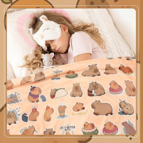 Couverture Capybara imprimé animal, cadeau doux pour chambre - 8