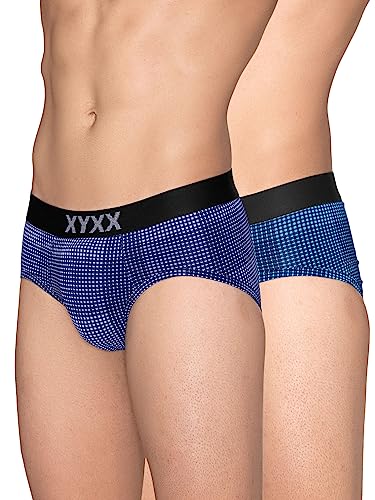 Image of XYXX Men's Blox Tencel Micromodal Regular Fit Printed Antimicrobial Briefs with No Marks Waistband (Pack of 2)
