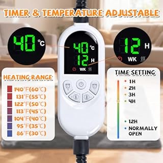 Qoosea Tappetino Riscaldante per Gatti e Cani 45x70cm, Tappeto Termico per Animali con 30-60°C Temperatura Regolabile e Timer, Cuscino Termico Elettrico Cane Sicuro con Cavo Anti-Morso