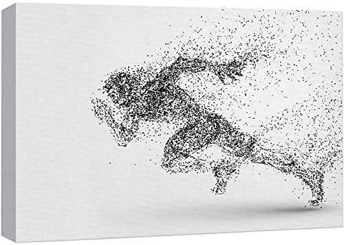 Wall26 Canvas Print Wall Art Dot Explosion Abstract Track &Amp; Field Runner Sports Athletes Digital Art Modern Art Rustic Scenic Urban Exercise Colorful For Living Room, Bedroom, Office - 32'X48'