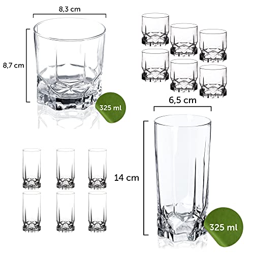 KADAX Verres à Boire pour Toutes les Occasions, Verres Transparents pour Jus, Cocktails, Eau et Soda (325 ml, Lot de 12 : 6 x Haut + 6 x Bas) – Image 3
