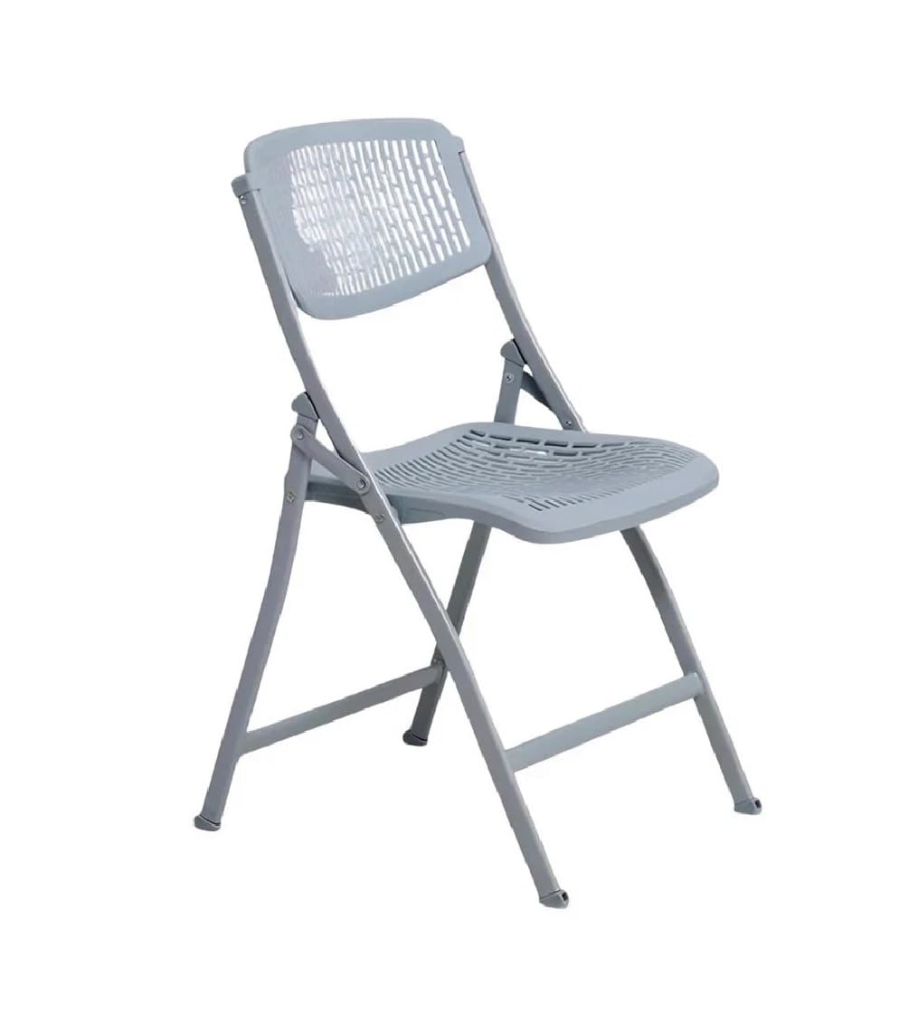 Folding Garden Chairs Plastic Folding Chair Indoor Outdoor Use Rattan Effect Foldable Chairs Seats for Alfresco Dining Patio Terrace Conservatory Balcony Decking Camping Caravan Lightweight (1, Grey)