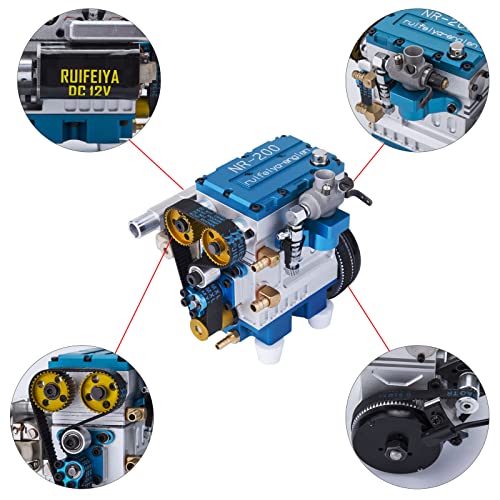 Enginediy Inline 2 Cylinder Gasoline Engine Model For 1:8 Rc Car, 4 Stroke Water-Cooled Electric Star Engine, Learning & Education Toy #TOP3