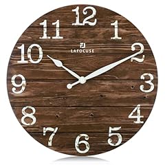 Lafocuse Silent 12 Inch Wooden Brown Wall Clock Farmhouse Style, Vintage Rustic Clocks for Walls photo Lafocuse Silent 12 Inch Wooden Brown Wall Clock Farmhouse Style, Vintage Rustic Clocks for Walls