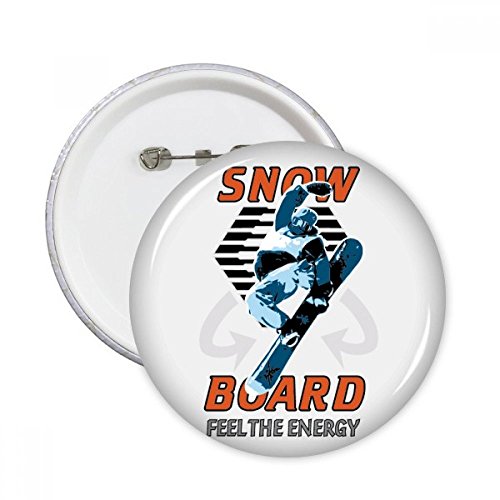 Cadeau sport d'hiver lot de 5 badges ronds illustrations de neige pour passionnés de glisse
