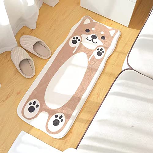 Cute Soft Animal Shaped Area Rug Bathroom Kitchen Floor Absorbent Non-Slip Doormat Children Play Room Floor Mat Cute Bedroom Mat, 19in*47in (Corgi, 23in*70in)