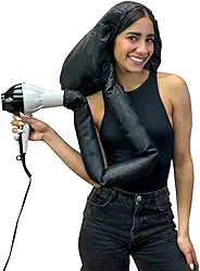 Dompel Secador de cabelo preto com capuz, touca difusora de cetim | Melhora a secagem do cabelo, reduz o frizz, protege o cabelo, tampa difusora encaracolada | Ajuste universal 100% cetim para a