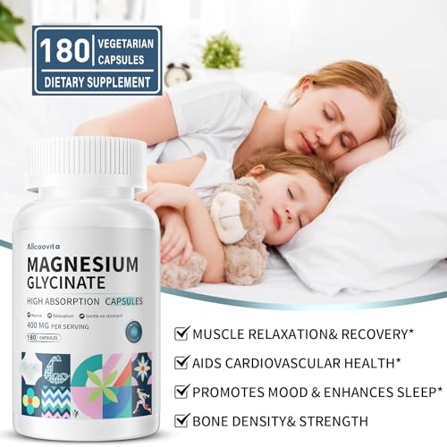 Image of Magnesium Glycinate 400 MG per Serving 100% Chelated for High Absorption, Gentle On Stomach, Non-GMO, 180 Vegetarian Capsules