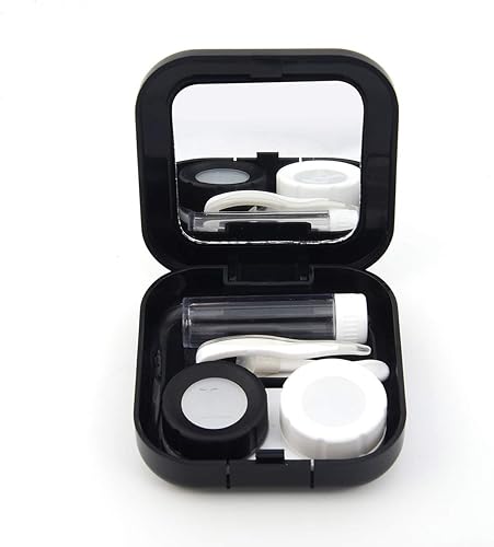 Miniatura 4 de Adecco LLC Kit de lentes de contacto para viajes con espejo + botella + pinzas + contenedor, Negro