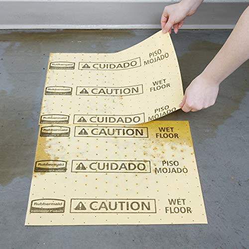 Image of Rubbermaid Commercial Products, Over the Spill Pad, Absorbent Mat Pads for Residential /Commercial /Restaurant /Office /Facility Use, Fast at Absorbing Water /Oil /Beverages, Yellow