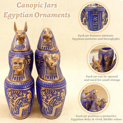 Set de 4 Figuras Decorativas Canopic Jars Egipcias miniatura 3