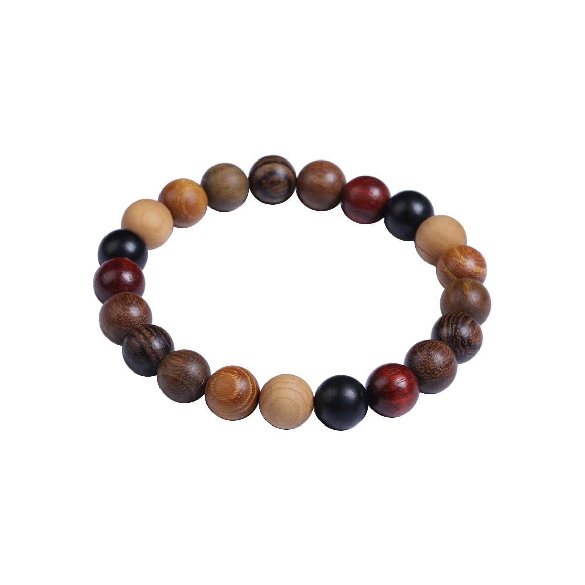SOHNVWTGD Handmade Wooden Prayer Beaded Bracelet for Men Women Tibetan Buddhist Meditation Mala Beaded Stretch Bracelet Bangle Wood Jewelry