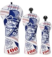 Big Teeth One Hundred Dollar Golf Wood Club Covers, Golf Driver Headcover, Driver Fairway Utility...