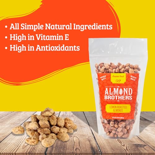 Almond Brothers Roasted Almonds - Hand Crafted Lemon Glazed Almonds, Gluten-Free, Non-GMO, Candied Almonds - 2 lb Bag