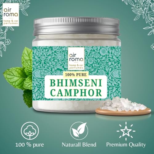 Image of AIR ROMA Bhimseni Original Camphor 100g Jar - Pack of 1 | 100% Pure, Organic, Camphor (Kapur) for Puja, Arti, Meditation, Aromatherapy, Refreshing Fragrance & Neutralizes Negative Energy