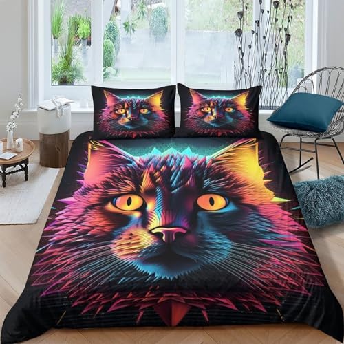 Parure de lit chat 3D microfibre de qualité supérieure lit double - 2