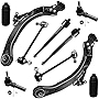 Detroit Axle - Front Lower Control Arms w/Ball Joints, 9.86' Center to Center Sway Bars, Inner and Outer Tie Rods w/Boots for Chevy Cobalt HHR Pontiac G5 Pursuit w/FE1 Sus. - 10pc Set