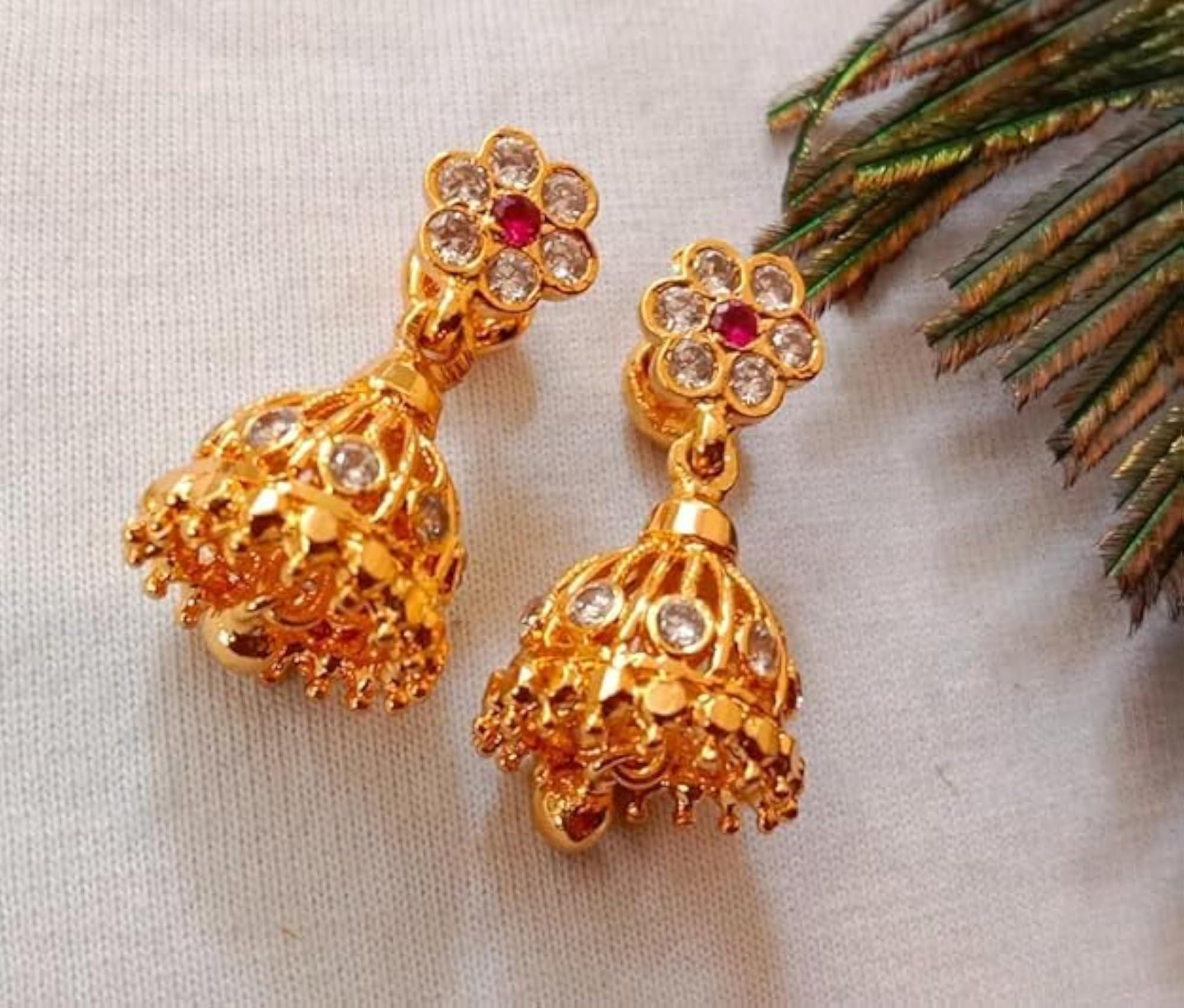 Women's Alloy Steel Floral Jumka Design Earrings