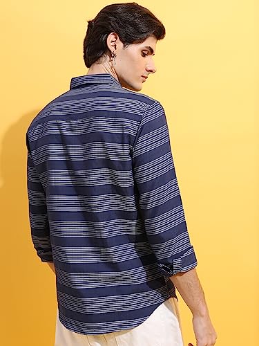 Image of KETCH Men Slim Fit Striped Full Sleeve Shirt