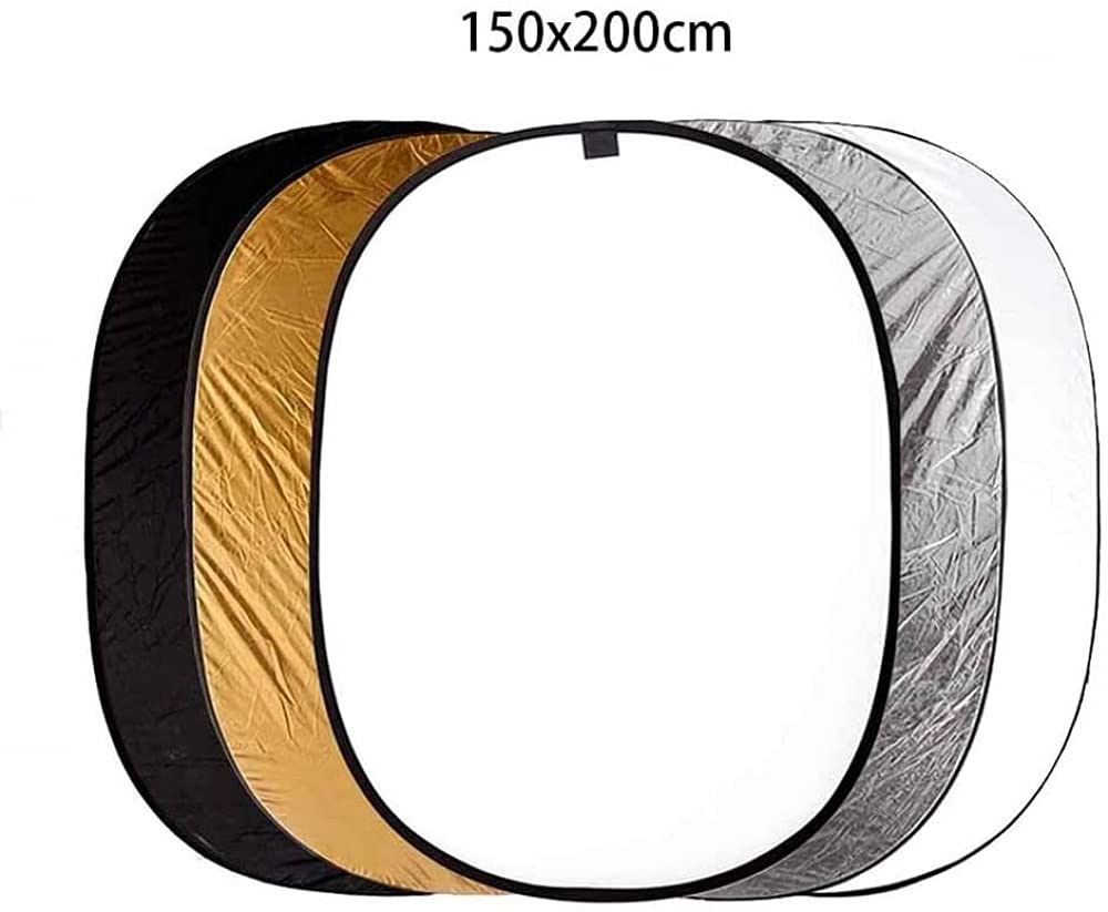 Réflecteur de réflecteur vidéo Photo Ovale 5 en 1, réflecteur de lumière de Photographie Multi-disques Pliable Argent translucide Or Blanc et Noir avec Sac