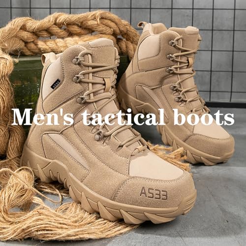 Kervaky Men's Tactical Boots - Military & Work - Durable & Lightweight - Beige4