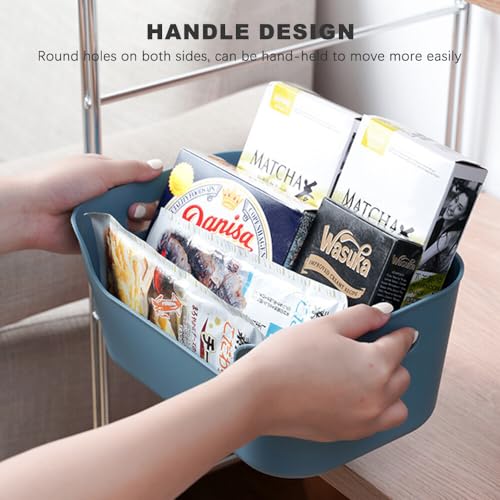 Bncxdc Plastikkorb, 8PCS stapelbare Aufbewahrungsbox, Kunststoff-Organizer-Aufbewahrungskörbe für die Küche, rechteckiger Aufbewahrungskorb für Schrank, Büro, Bad, Kleidung (4 Farben, 15,5x10,5x6 cm)