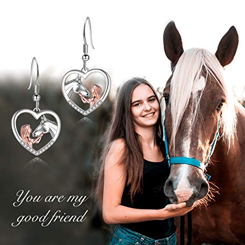 Pendientes de caballo de oro rosa y plata de ley 925 YFN 3