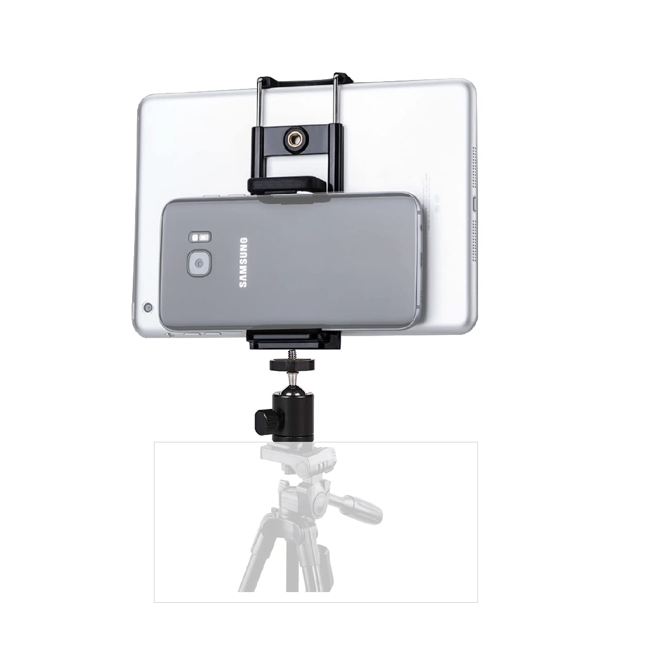 SUBTON360 Degree Ball Head for Tripod with Tablet Mobile Bracket Adjustable Clamp (Ball Head+Tablet Mount)