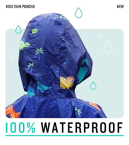 Image of SaphiRose Lightweight Kids Rain Poncho Jacket Waterproof Outwear Rain Coat