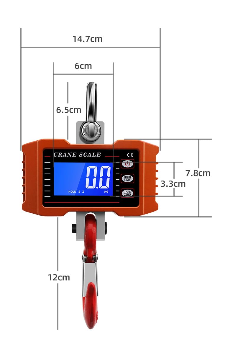 HDWR wagPRO-H500P Hakenwaage 500 kg mit Fernbedienung, Hängewaage | Bildschirm-Pause, Tara, LCD-Anzeige, Messung in Kilogramm und Pfund, kompakt