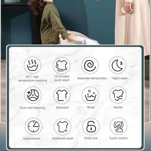GTANND Full Automatic Wall-Mounted Washing Machine,Mini Wall-Mounted Washing Machine,15 Min Quick Wash,For Baby Clothes High Temperature Washing,Round - Image 2