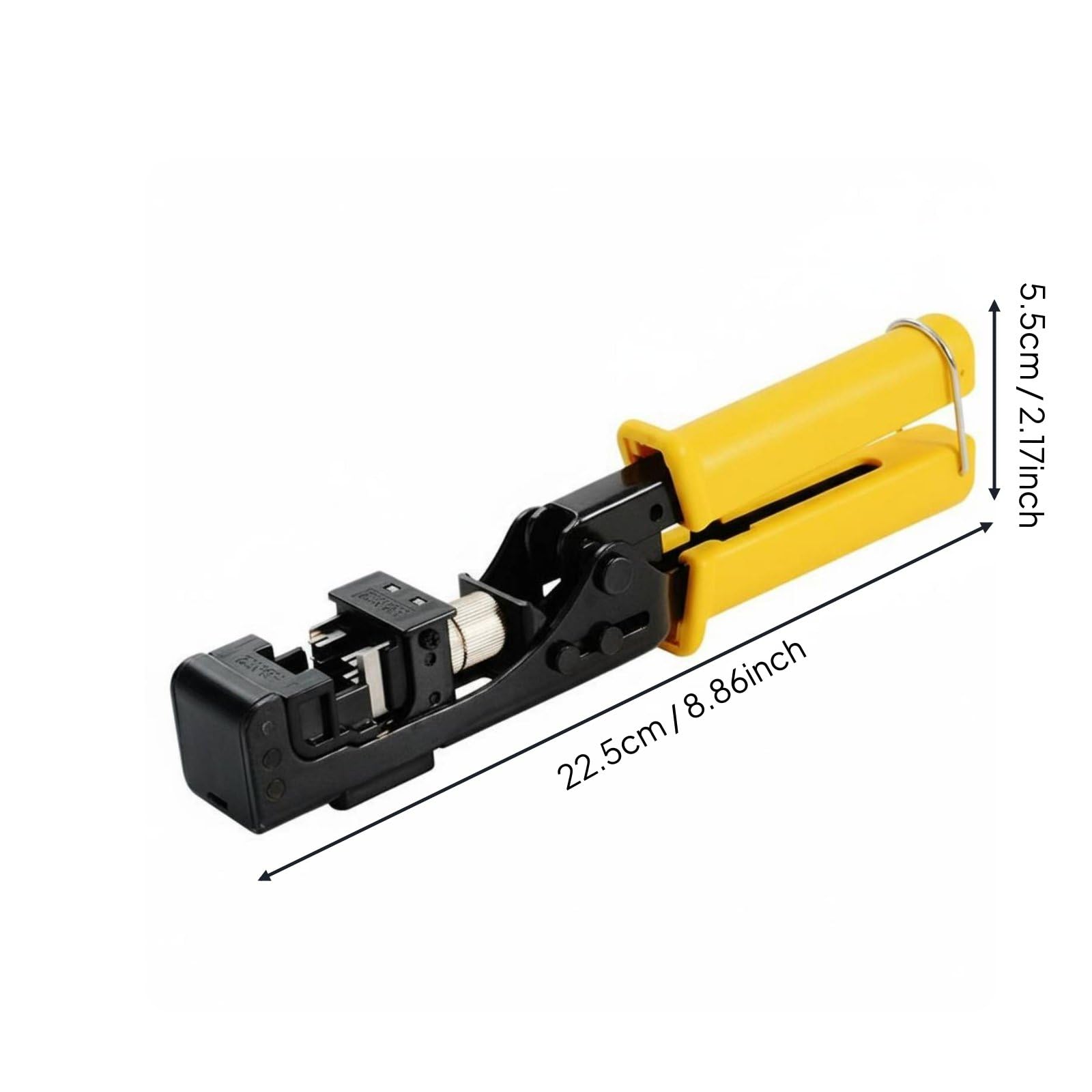 Crimpadora de Red Herramienta de Engaste Alicate de Terminales Diseño Ergonómico con Mango de PVC y Corte Suave Compatible con Módulos Adecuada para, Amarillo