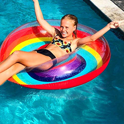 Anel inflável de segurança para adultos com padrão de arco-íris de plástico espesso 1 peça da Bespor