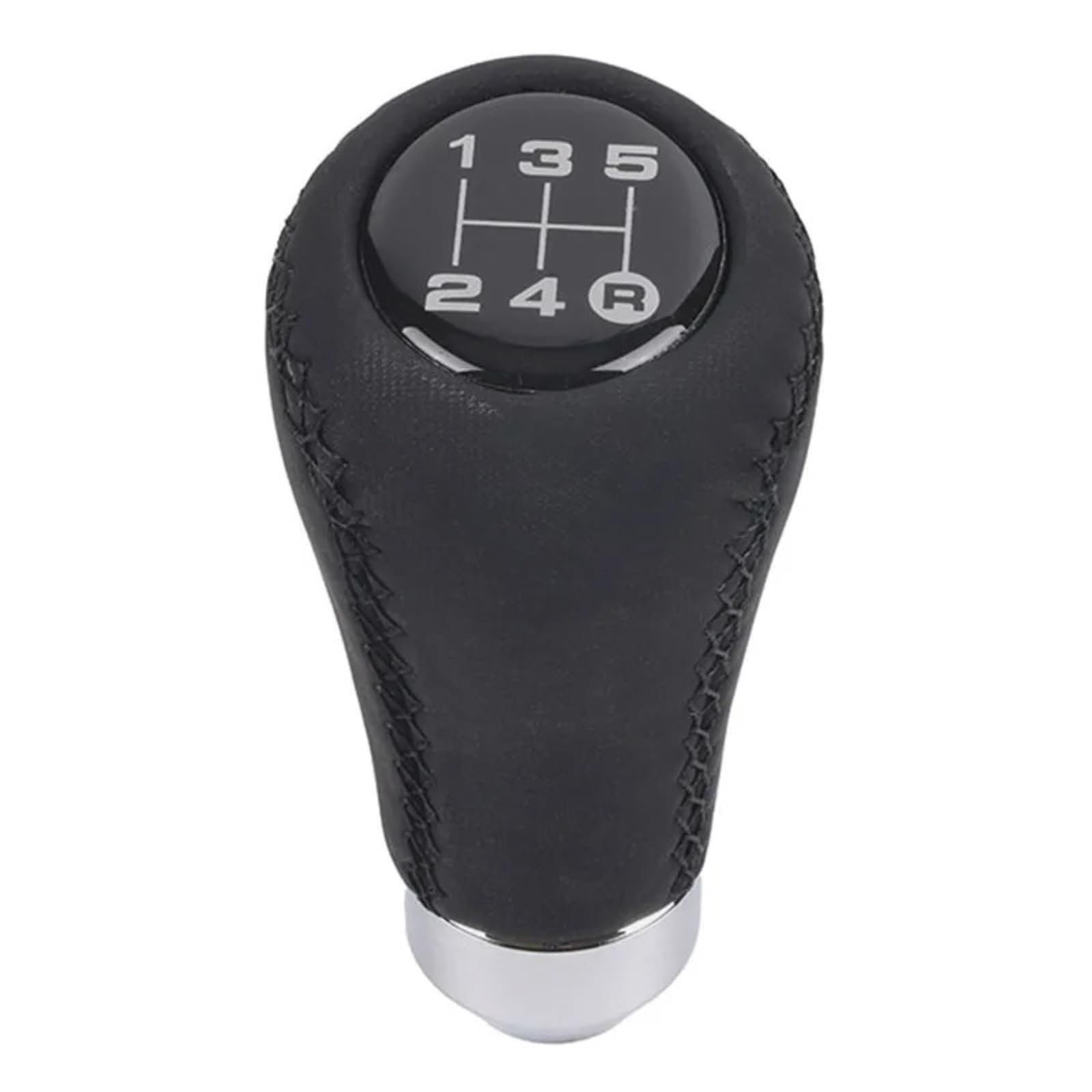 DWTNMEX Gear Shift Knob Universal Car Manual Gear Shift Knob Shifter Black Leather Stitch 5/6 Speed Transmission(Black line 5 Speed)