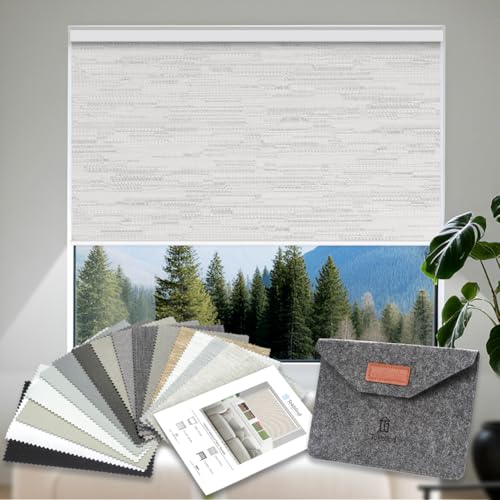 Tokblind Motorized Blackout Roller Shades with Remote Control, Blackout Fabric Samples (Multicolor)