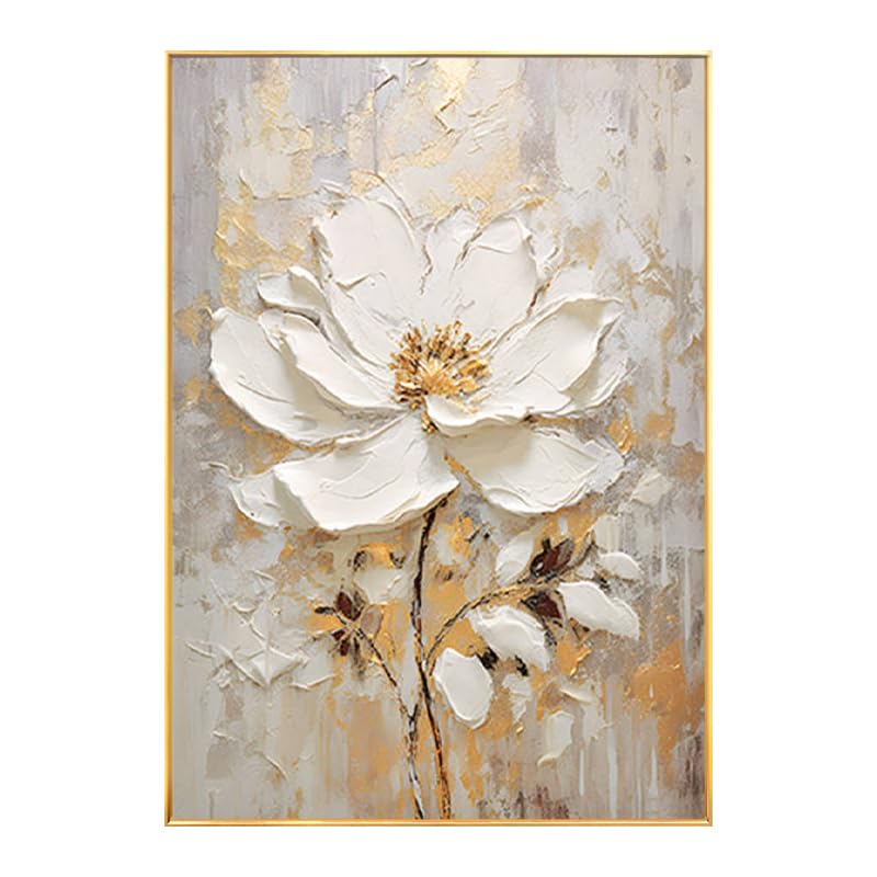 Grand art mural fleurs sur toile pour habiller un grand mur vide salon