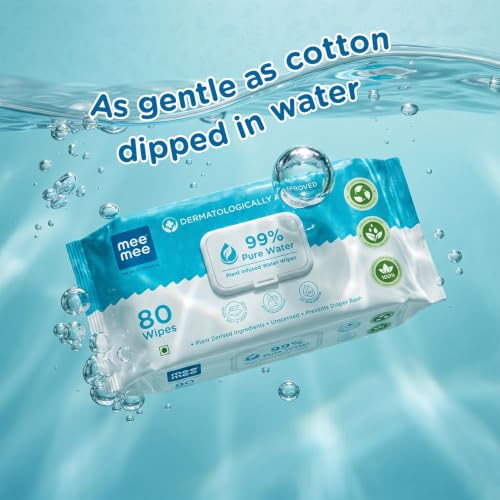 Image of Mee Mee Pure Water Wet Wipes with Lid (240 pcs) - Wet wipes combo | Unscented, Plant Derived | Super Thick wipes | Exrtra Gentle -Pack of 3 | Pack With Lid