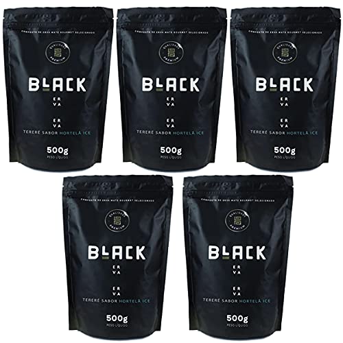 Kit 5x Erva Mate Tereré Black Erva 500g Sabor Hortelã Ice