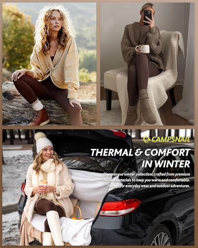 Image of CAMPSNAIL Fleece Lined Leggings Women - Thick Winter Thermal Warm Pants | Soft High Waisted Tummy Control Leggings, Winter Clothing for Snow Cold Weather Hiking Travel, Fleece Tights