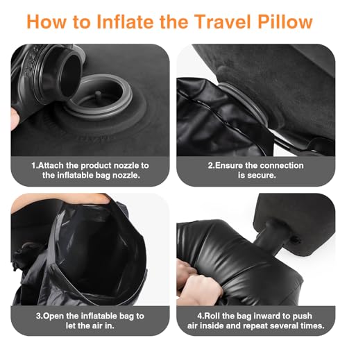 Maliton Reposapiés Inflable para Avión, Viajes Inflable Reposapiés, Fácil de Inflar, con Práctica Bolsa – Para Avión, Coche, Oficina, Para Dormir en Vuelos Largos para Niños (Negro, 1 Pieza) - imagen 5