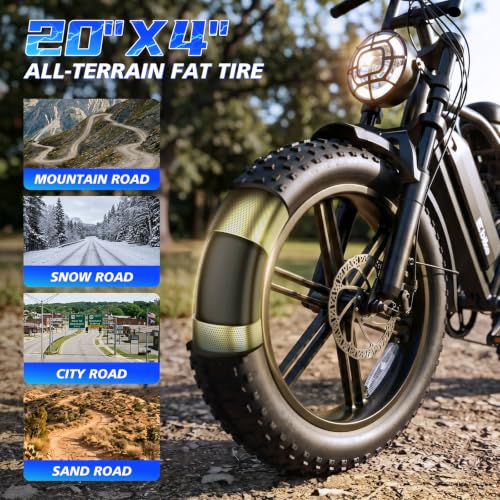 Image of TST Electric Bike for Adults, 1500W Peak Motor 60 Miles Fat Tire Ebike with 48V 15Ah Removable Battery 20 inch Fat Tire Electric Bike, Dual Suspension，7 Speeds