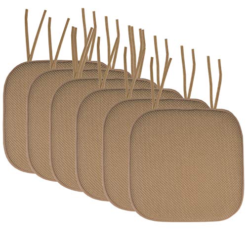 Sweet Home Collection Chair Cushion Memory Foam Pads with Ties Honeycomb Pattern Slip