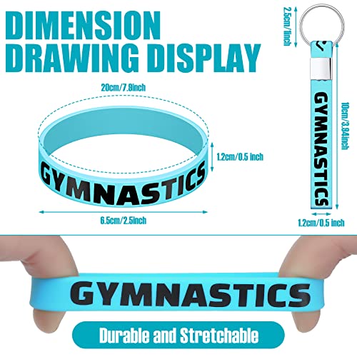 Sadnyy 32 Pcs Gymnastics Drawstring Backpack Gifts Set Gymnastics Rubber Bracelets Charm Keychain Gymnast Print Drawstring Bag for Gym Shopping Sport Yoga Women Men Party Favors2